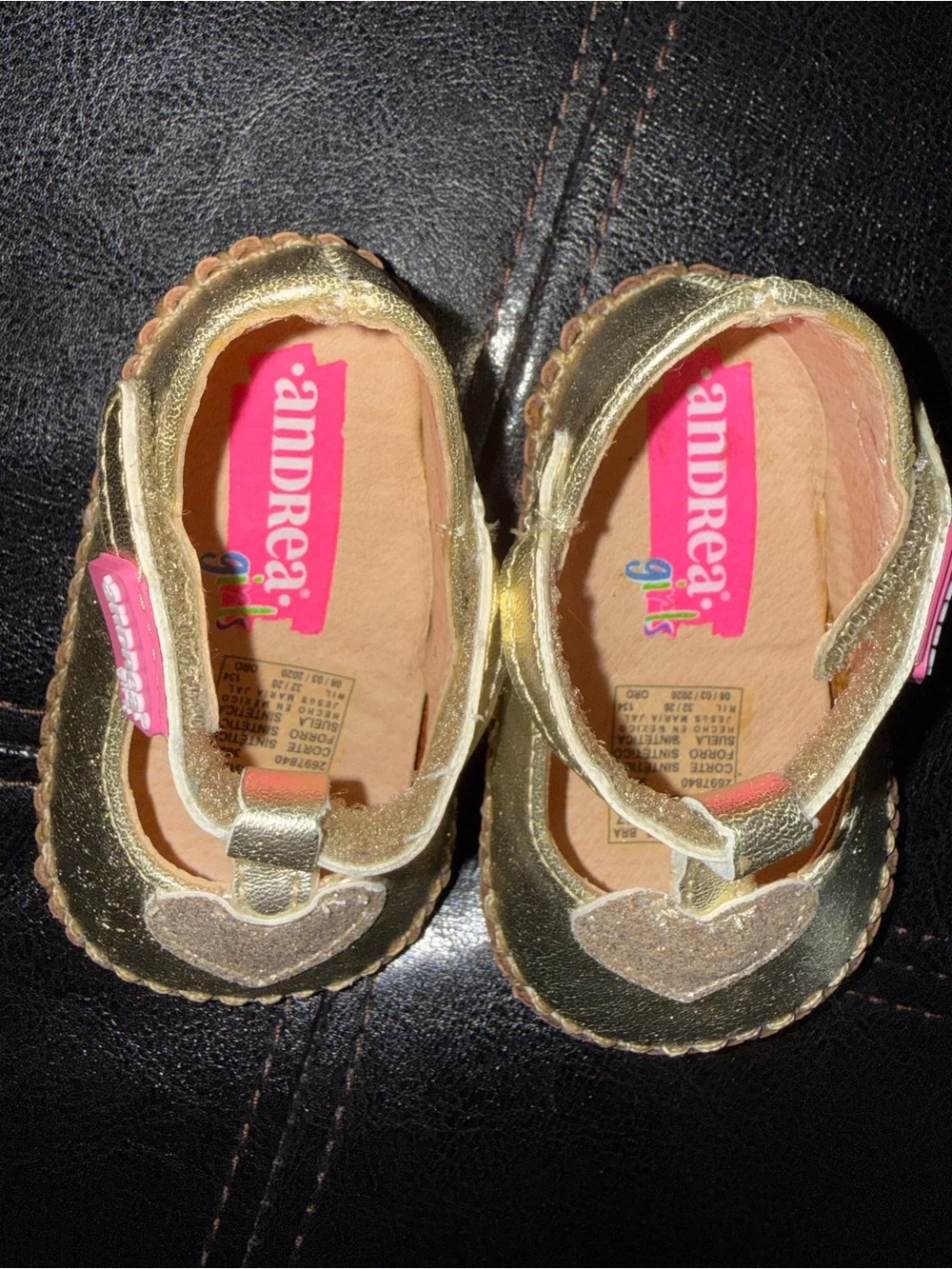 Baby Mary Jane Gold Heart Strap Shoes